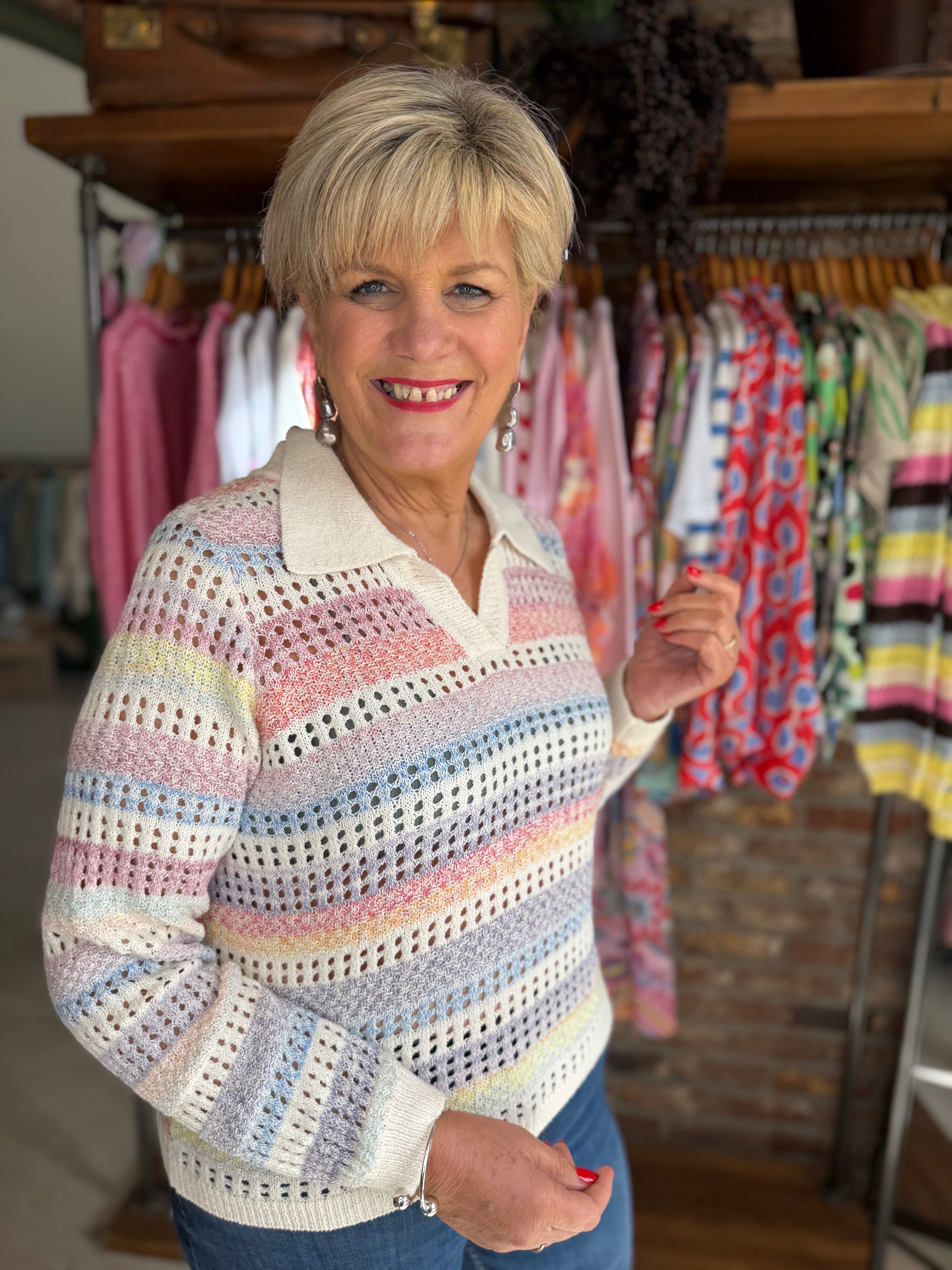 Culture Striped Pullover In Multi stripe