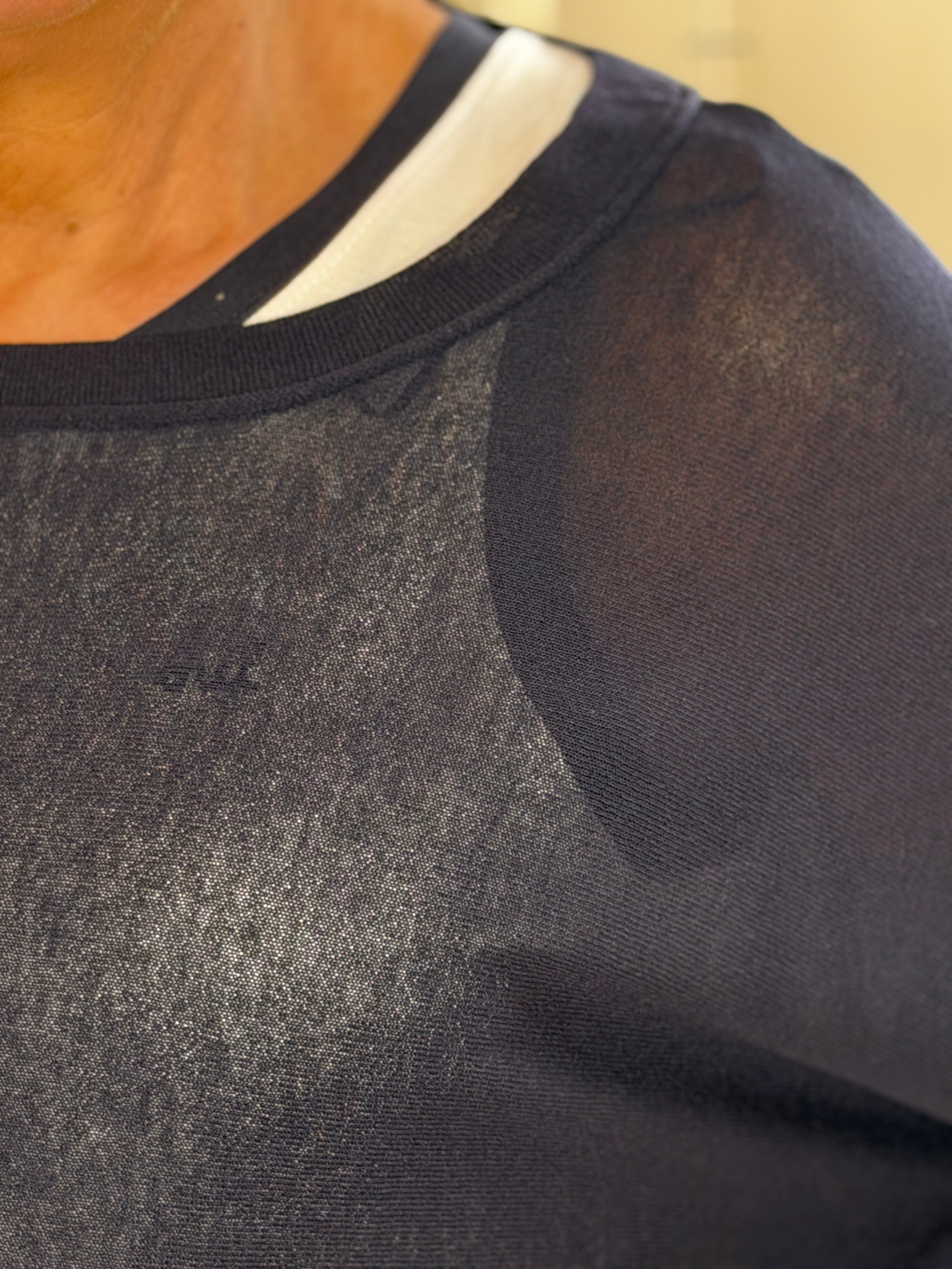 Oui Sheer Pullover In Navy