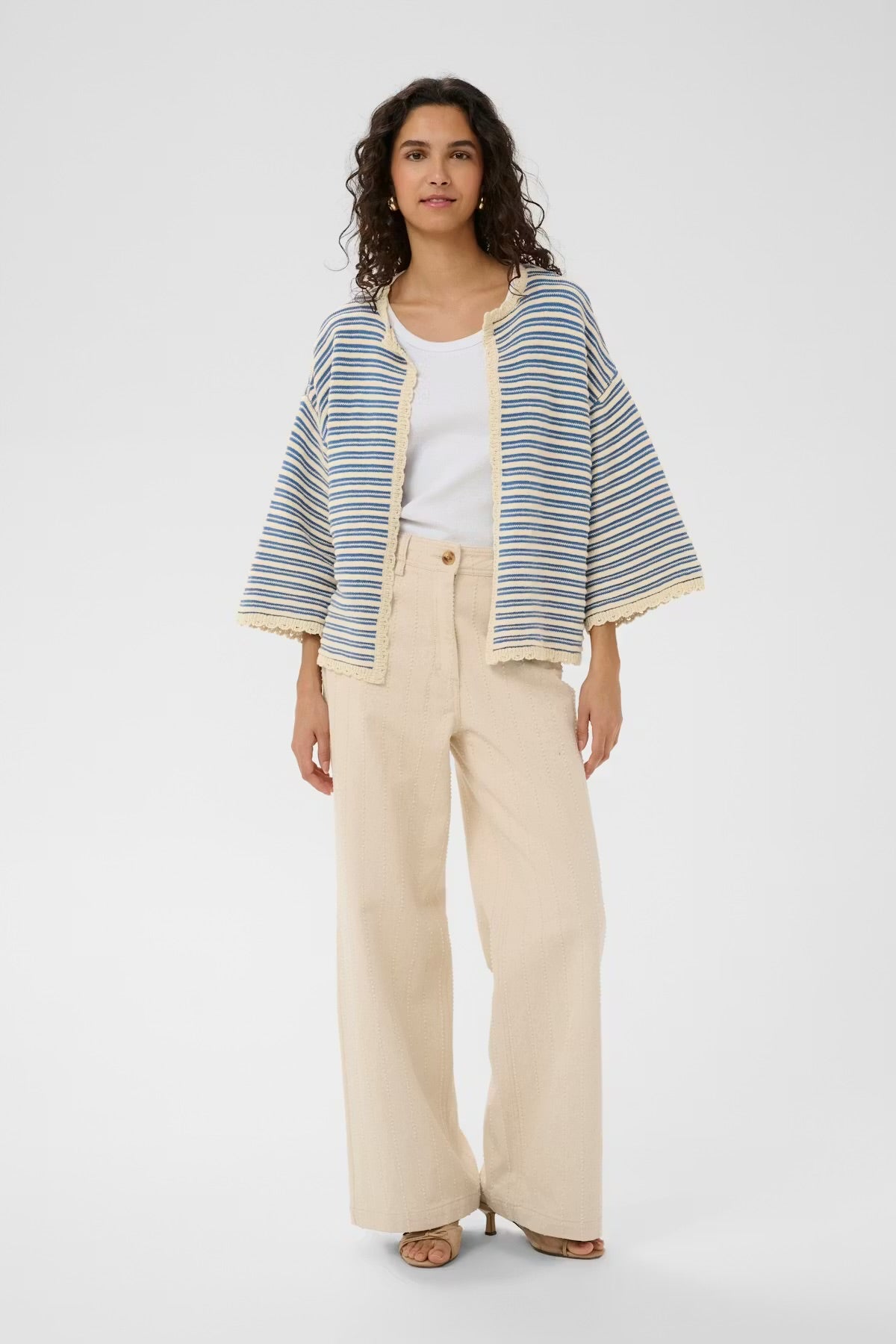 Saint Tropez Stripe cardigan in blue & stone
