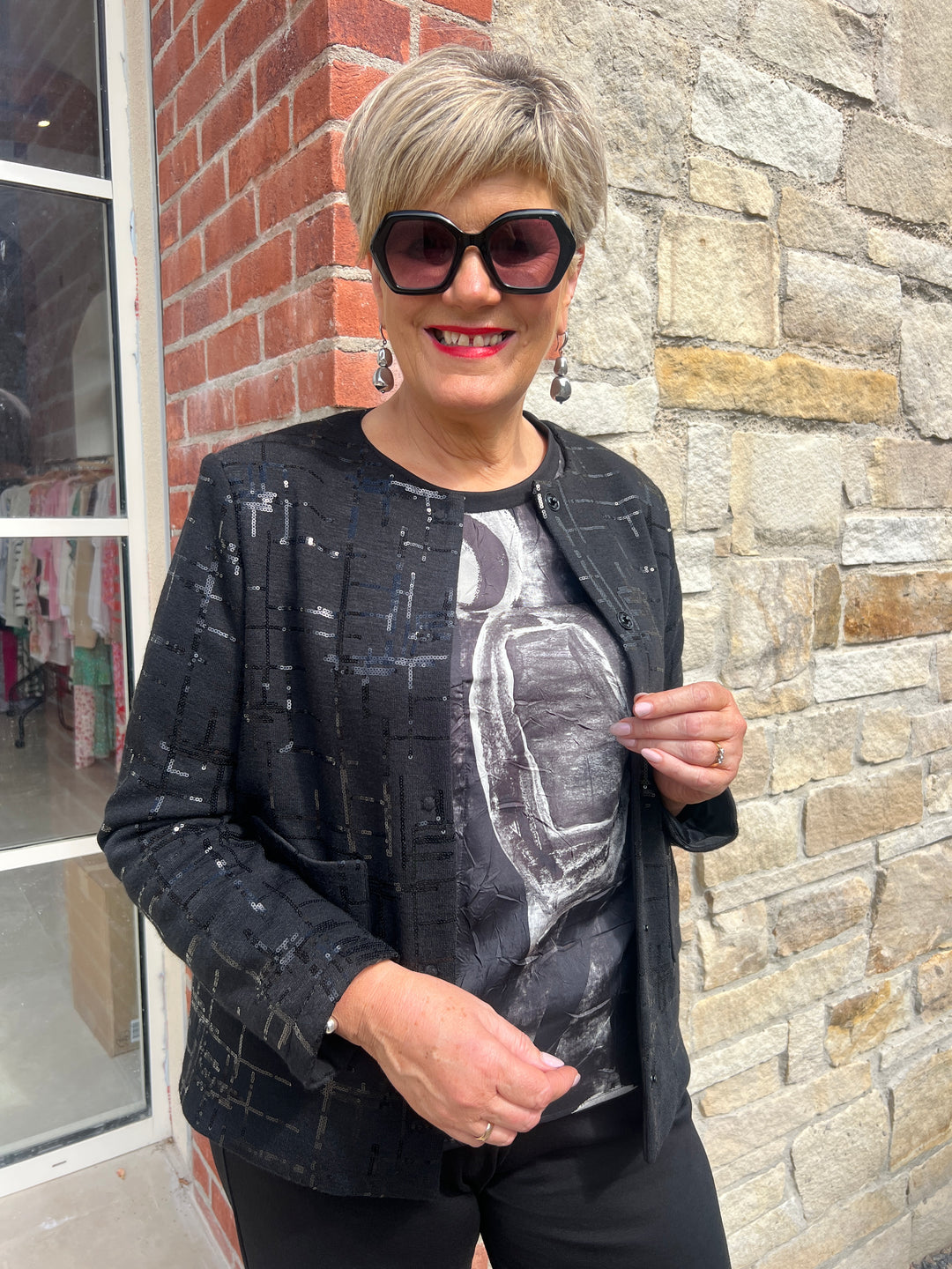 Peruzzi Sequin Pattern Jacket In Black