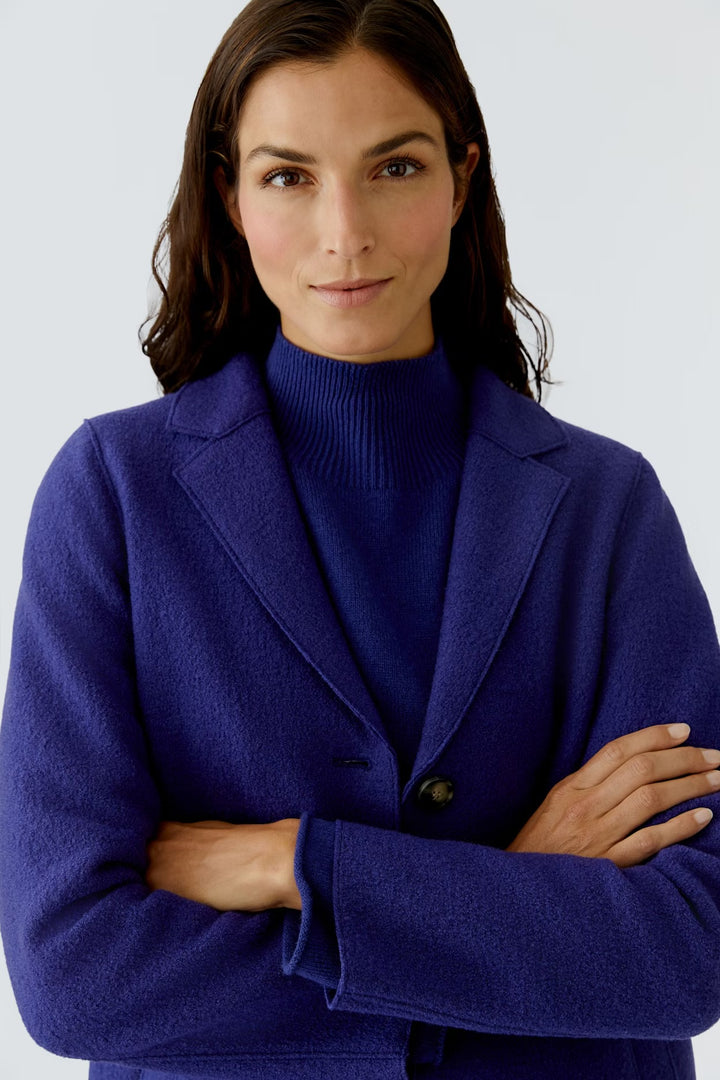 Oui Mayson Boiled Wool Coat In Blue Ribbon