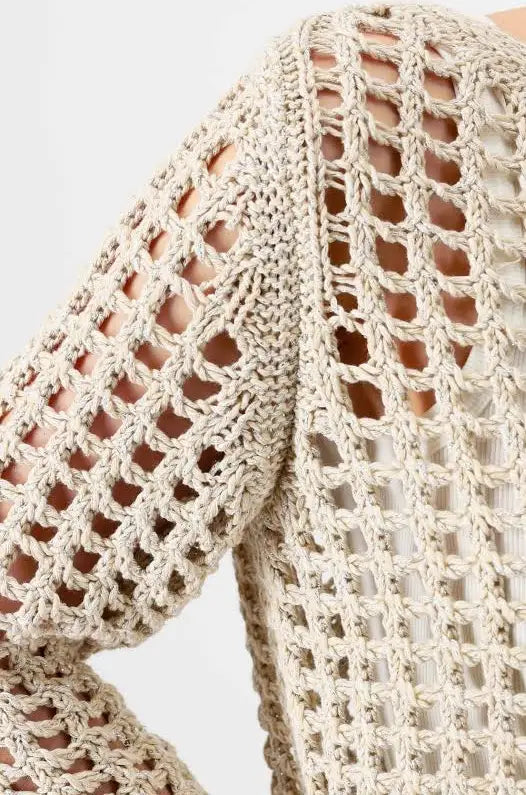 Monari  Net Jumper In Lurex Camel