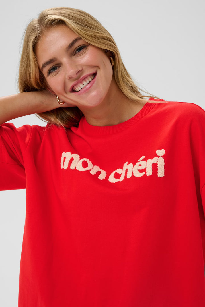 Saint Tropez Slogan Sweatshirt In Fiery Red