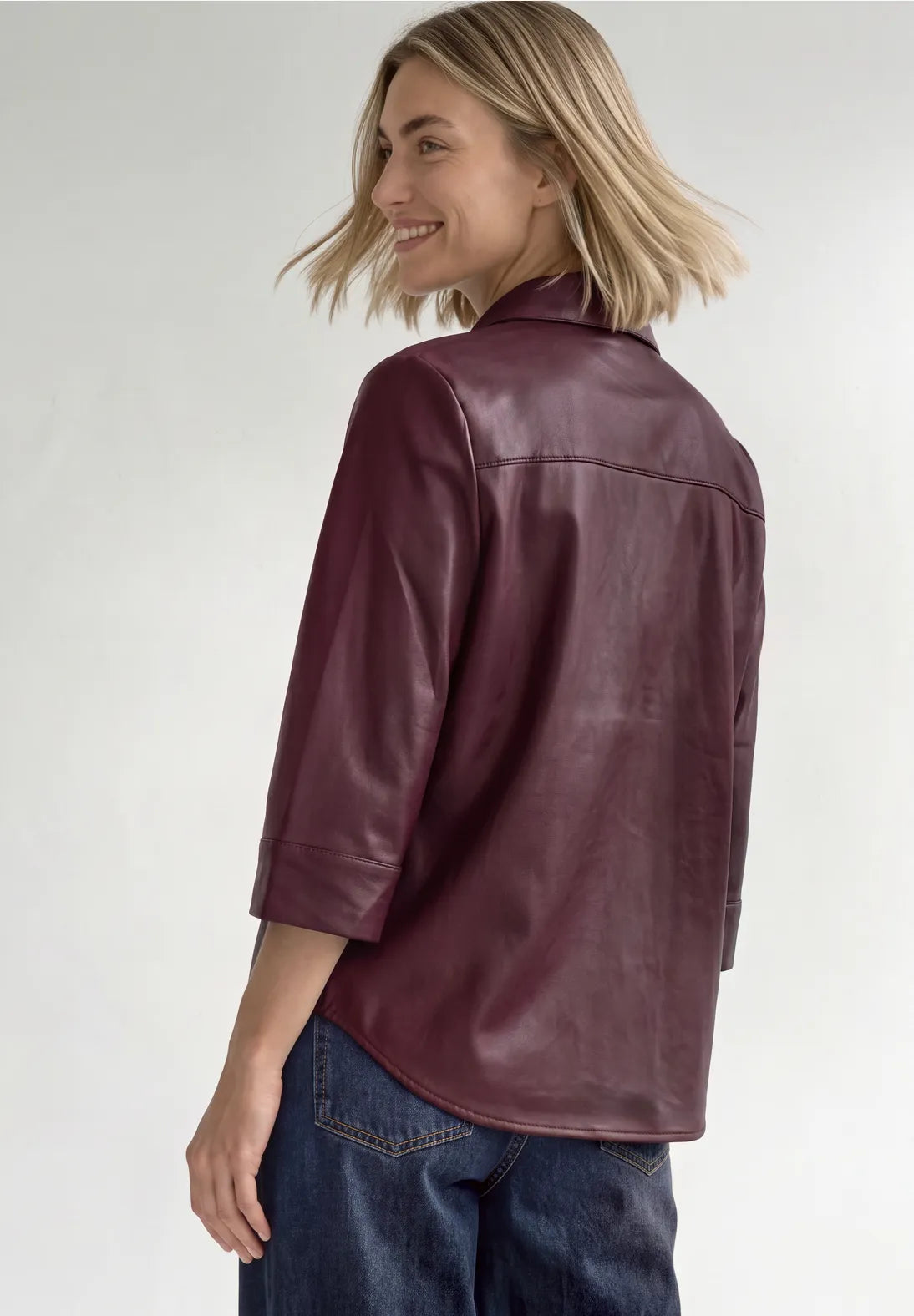 Pleather jacket in rustic rouge