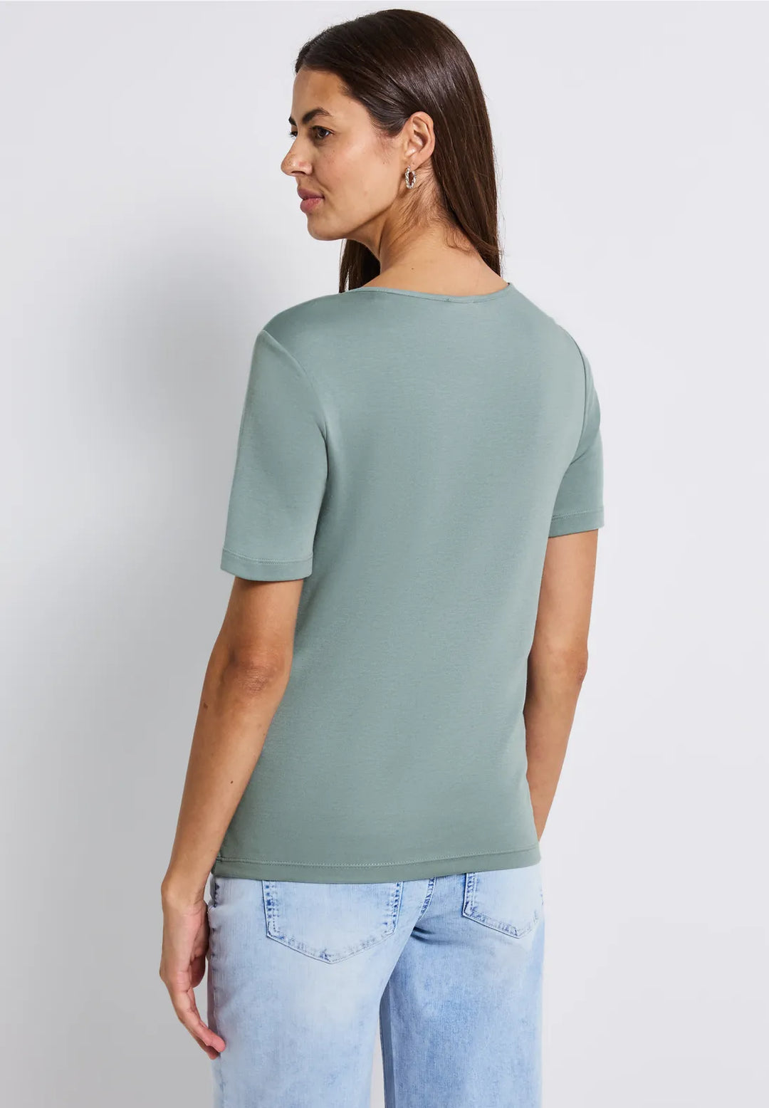 Street One Heart Neckline Top In Arona Blue