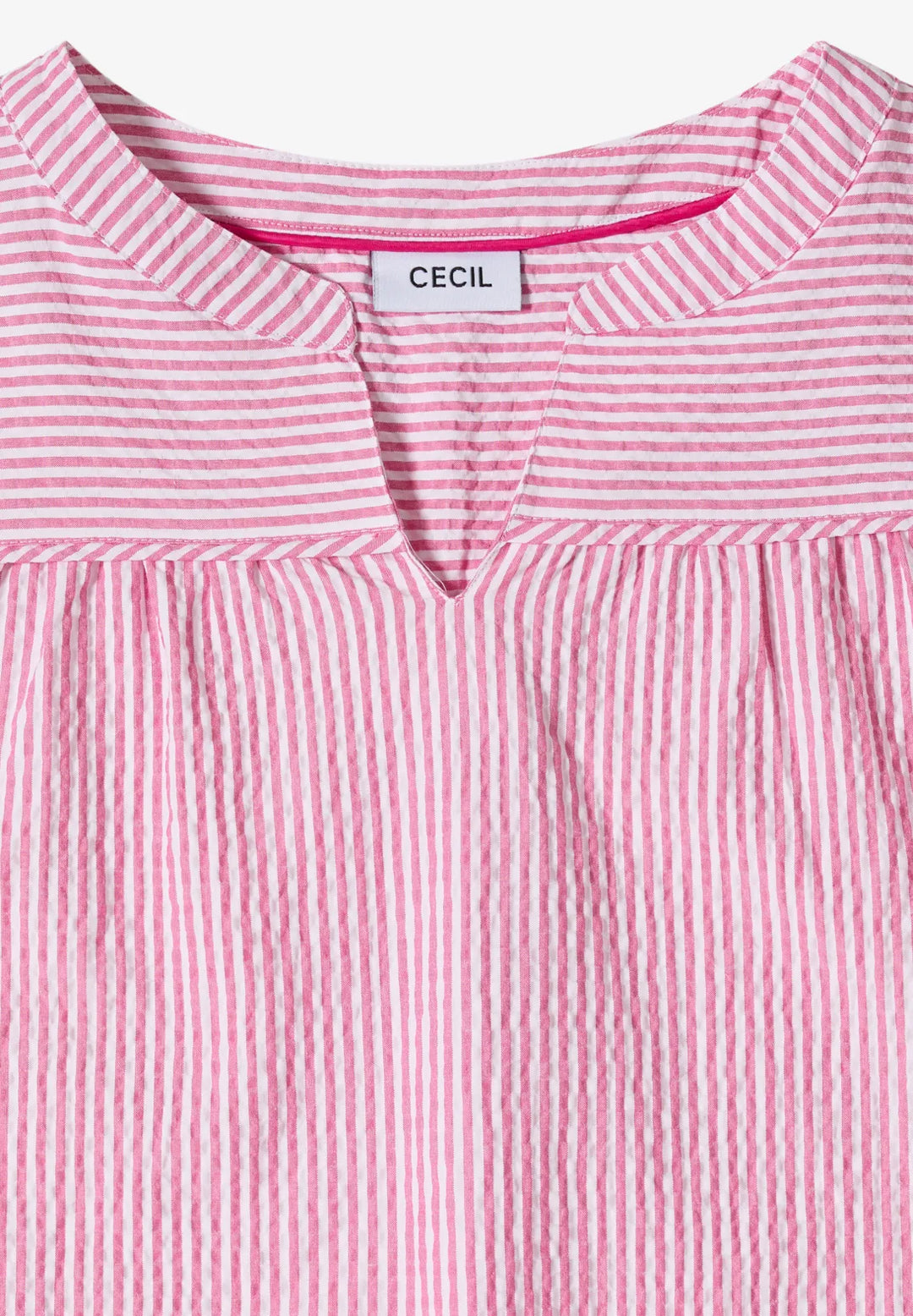 Cecil seersucker Striped Blouse In beetroot pink
