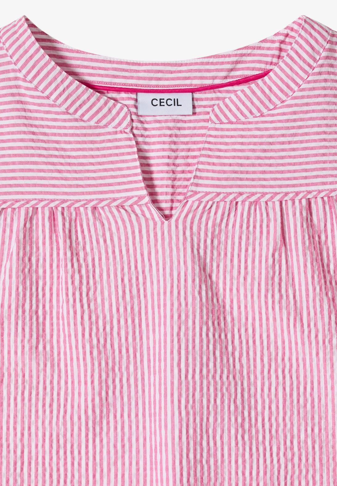 Cecil seersucker Striped Blouse In beetroot pink