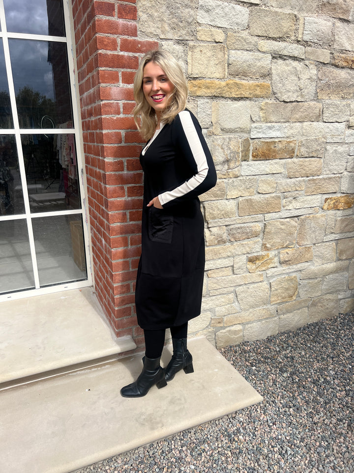 Peruzzi Side Striped Dress In Black