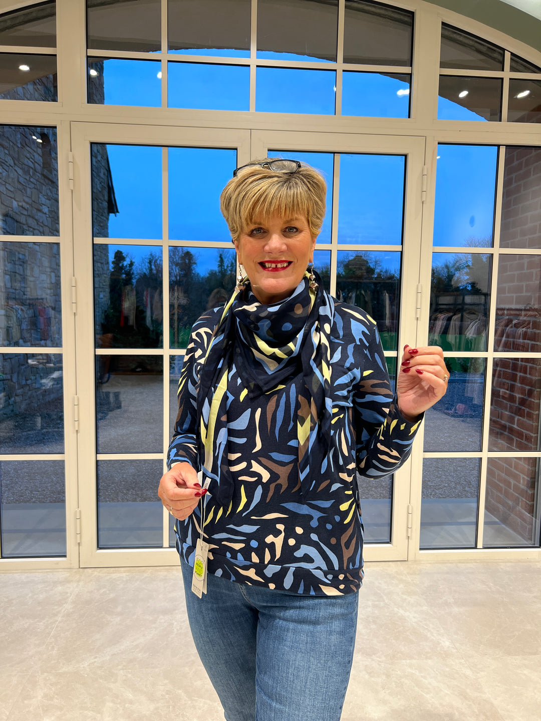 Cecil Print Cloth Scarf In Universal Blue