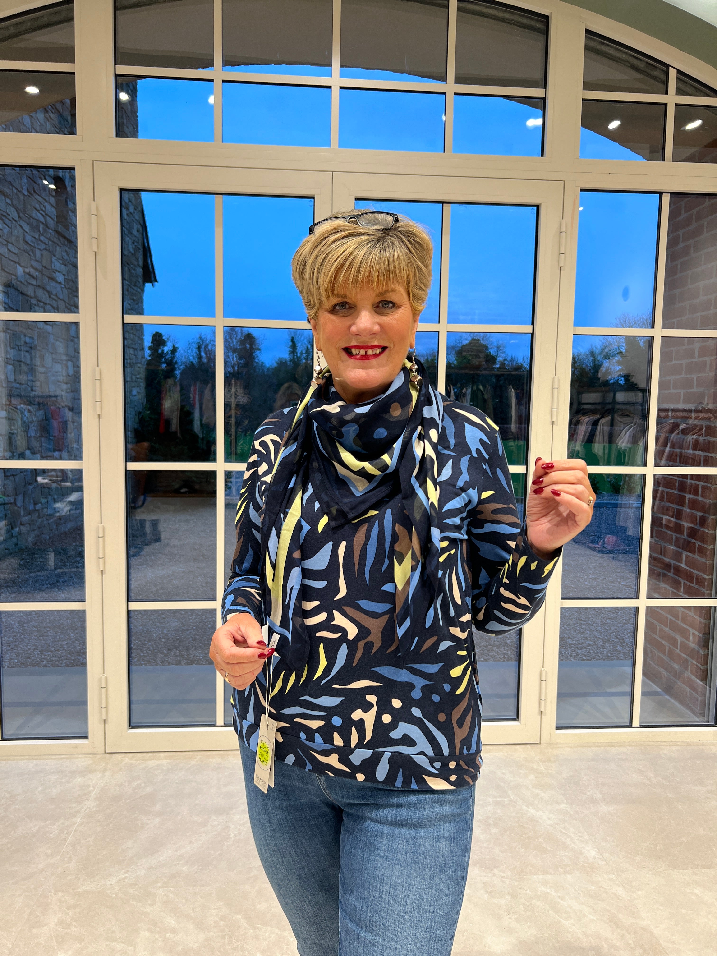 Cecil Print Cloth Scarf In Universal Blue