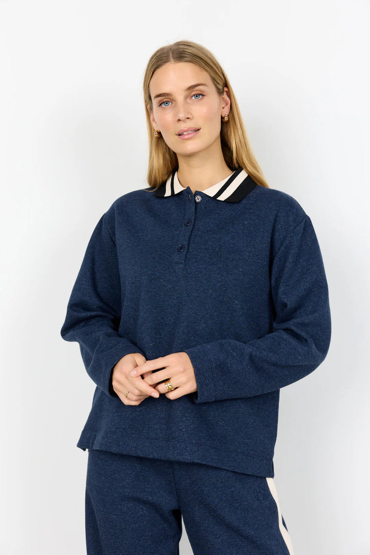 Soya Angelin Collar Sweatshirt In Navy