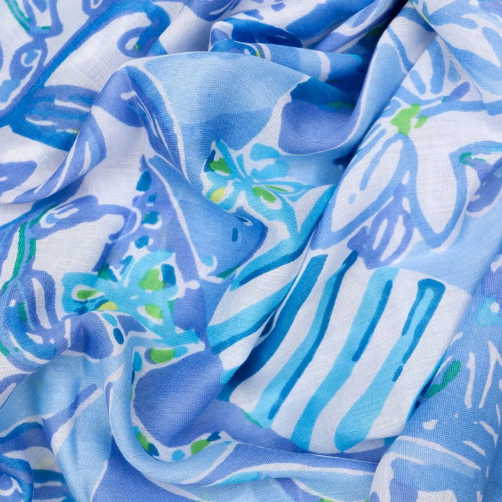 Polly Floral Patterned Scarf In Blue
