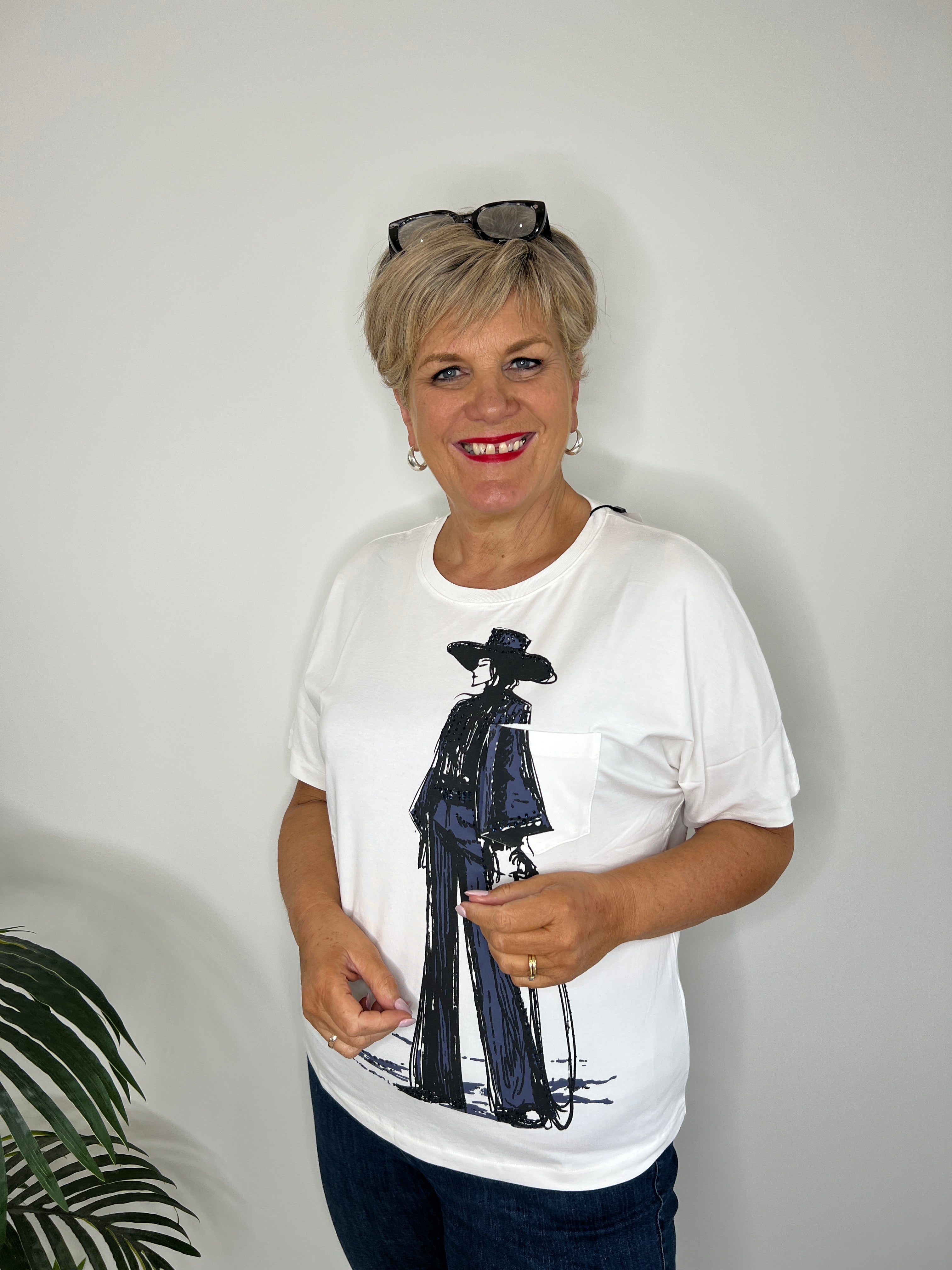 Oui Motif T-shirt In Cloud Dancer