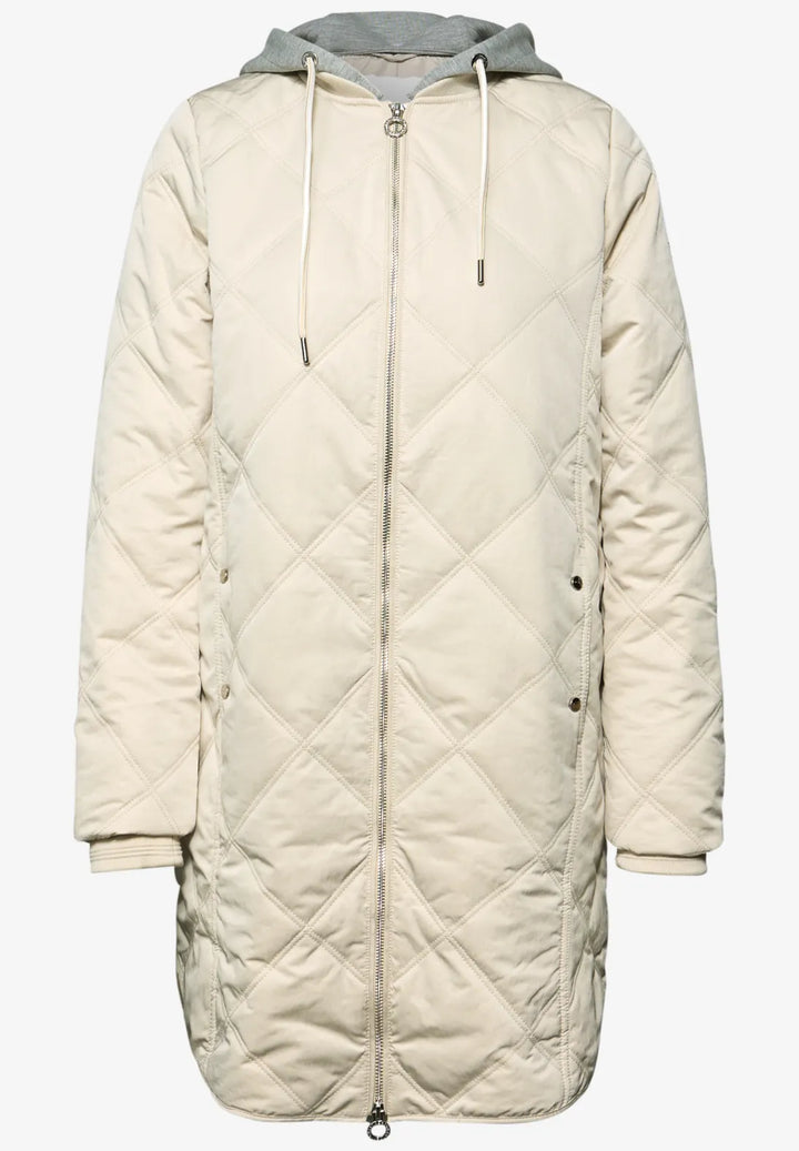 Street One Diamond Quilt Coat In Powder Beige