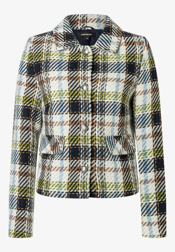 More & More Checked Jacket In Navy Multi