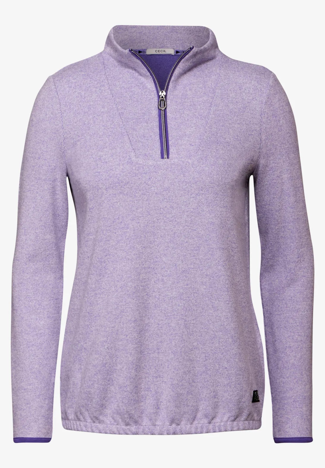 Cecil Cosy Zipped Sweatshirt In Lilac Melange