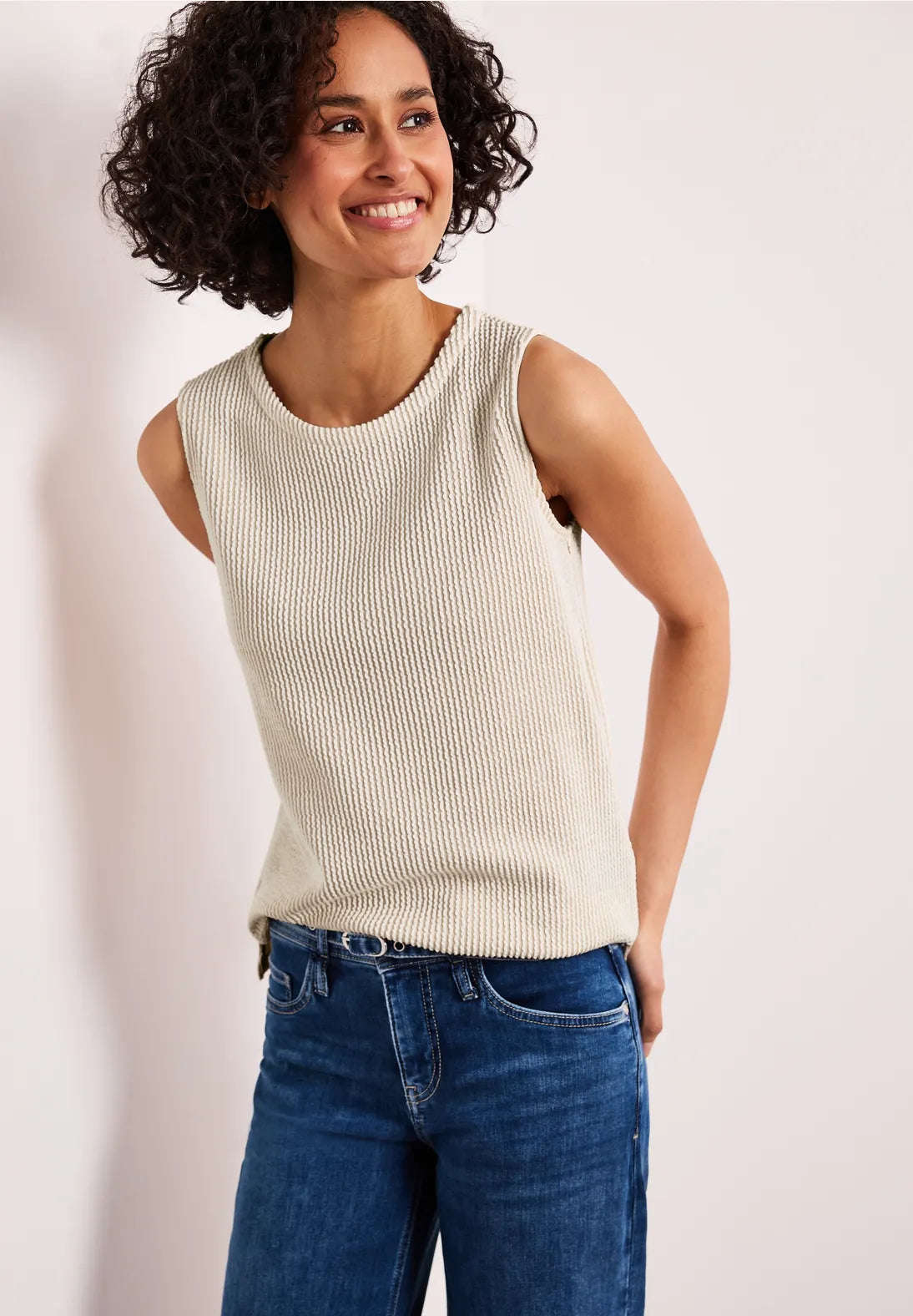 Street One Stripe Top In Clay Sand