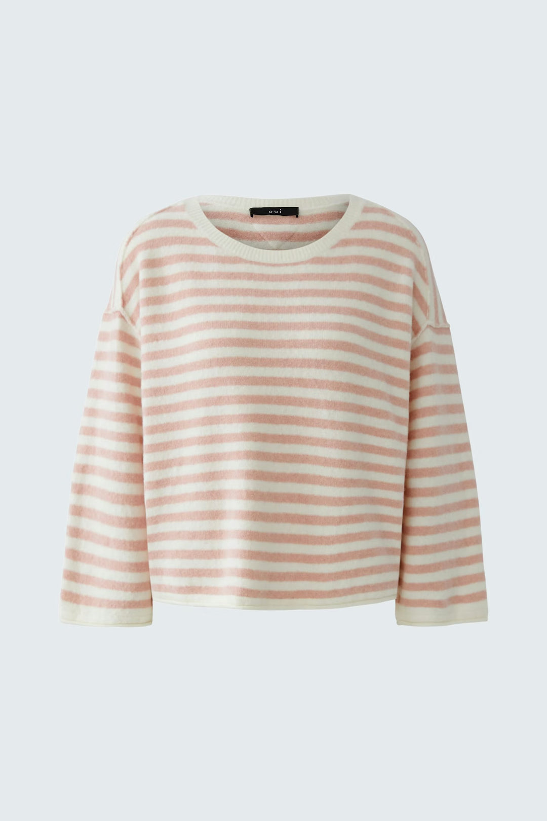 Oui Striped Pullover In White & Pink