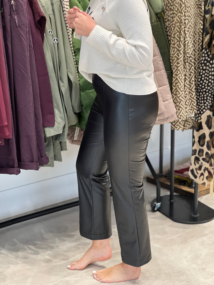 Stehmann Leni Flared Pleather Trousers In Black