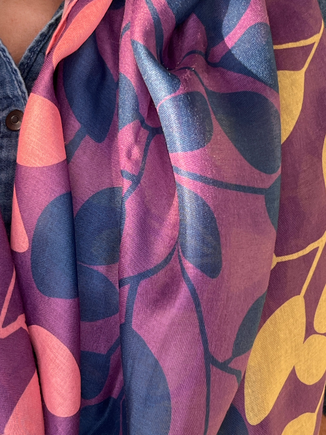 Sophie Leafy Branches Scarf In Purple