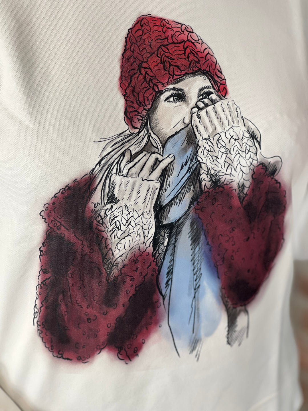 Milano Italy Round Neck Print Sweatshirt In Off White