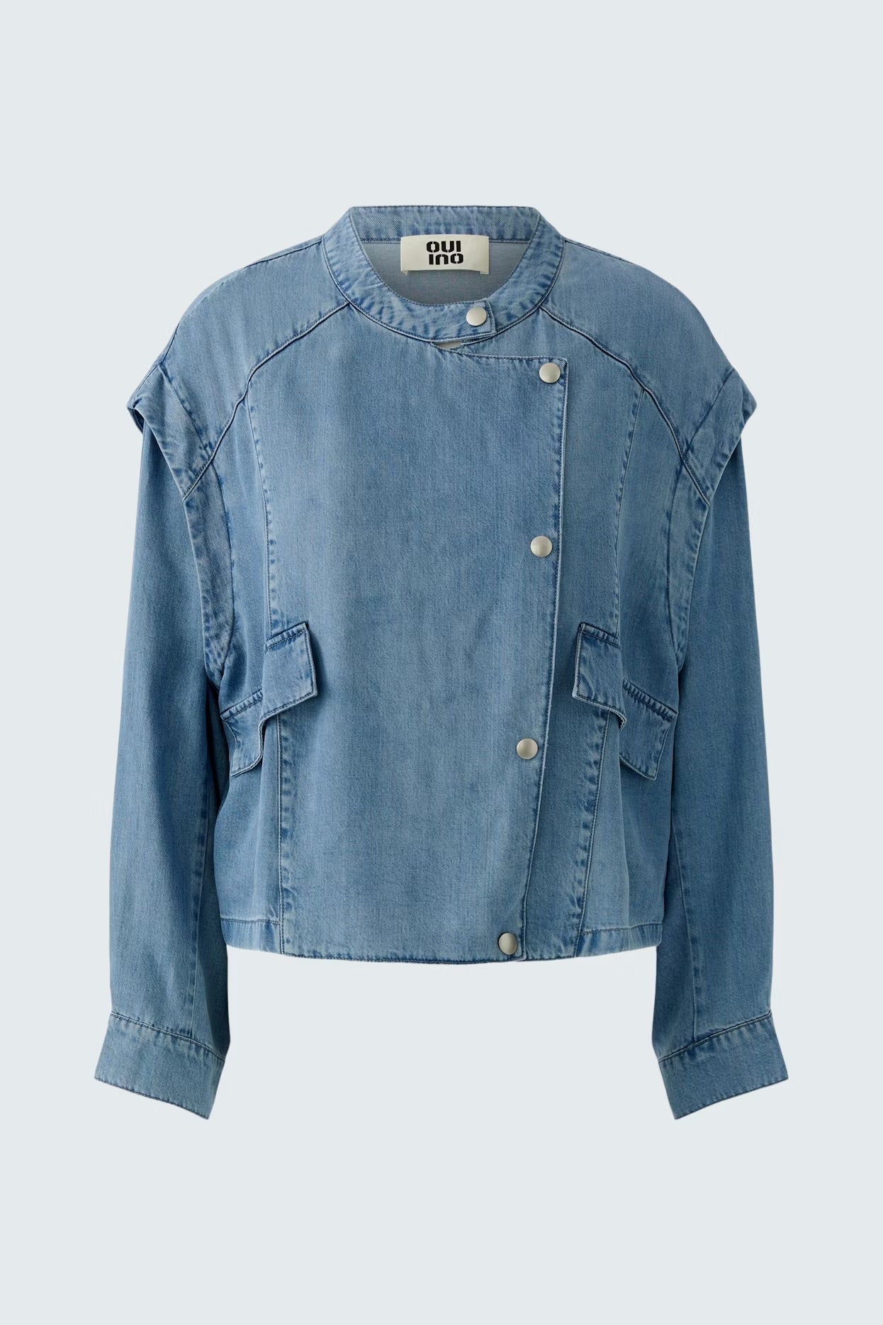 Oui Biker style denim jacket In Blue