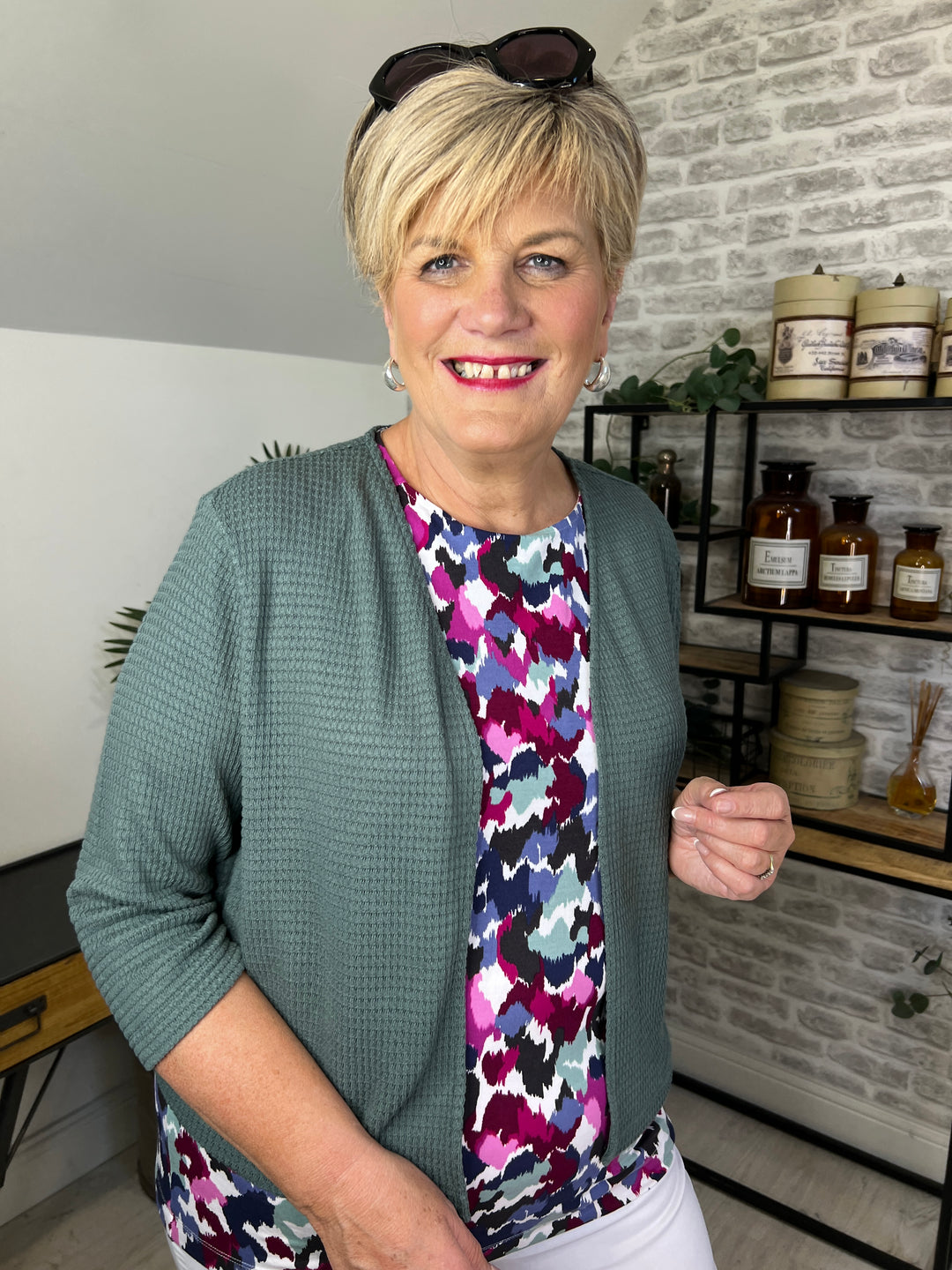 Cecil Ajour Look Cardigan In Khaki