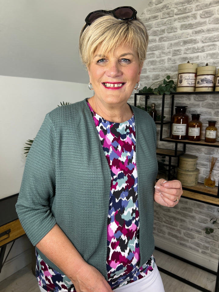 Cecil Ajour Look Cardigan In Khaki