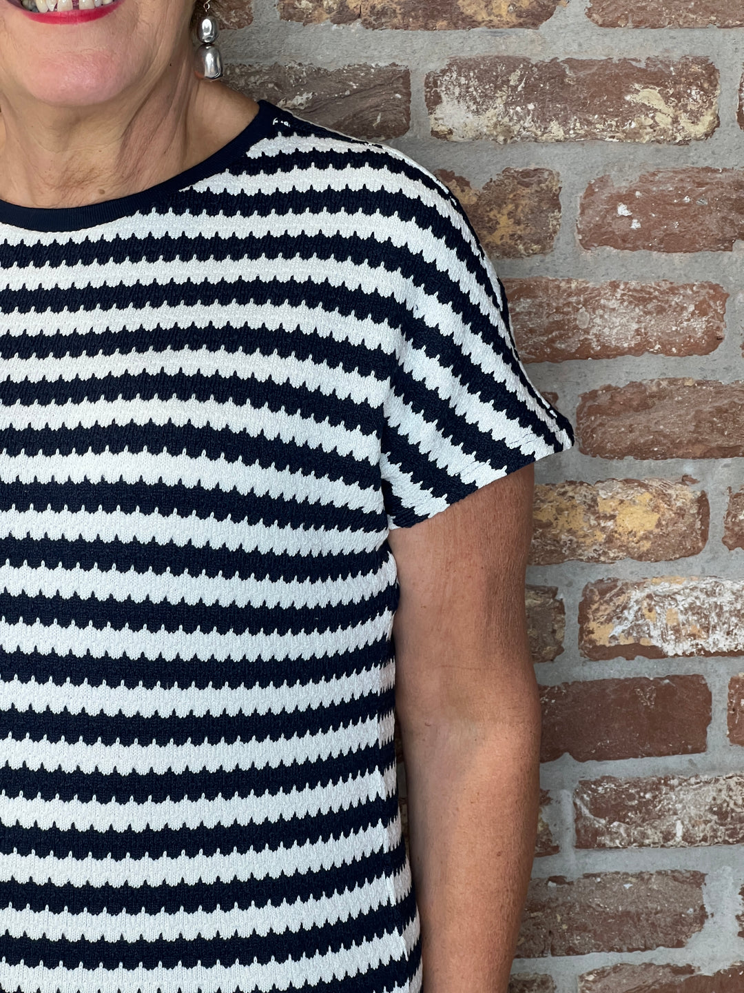 Street One Striped Top In Shadowed Navy