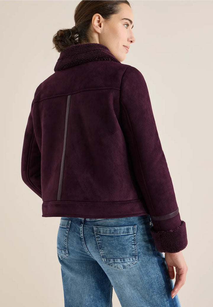 Cecil Velour Jacket In Eggplant Red