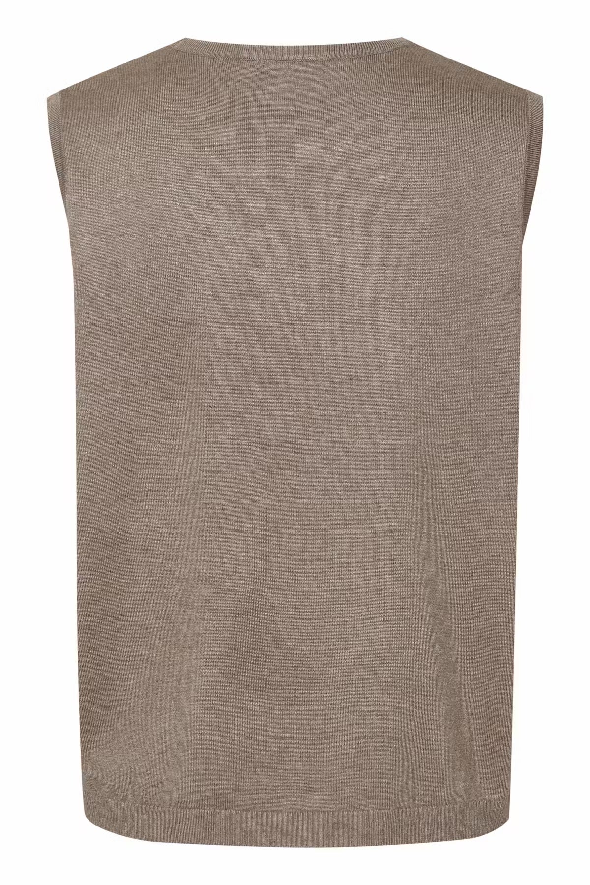 Plain round neck Vest in stone