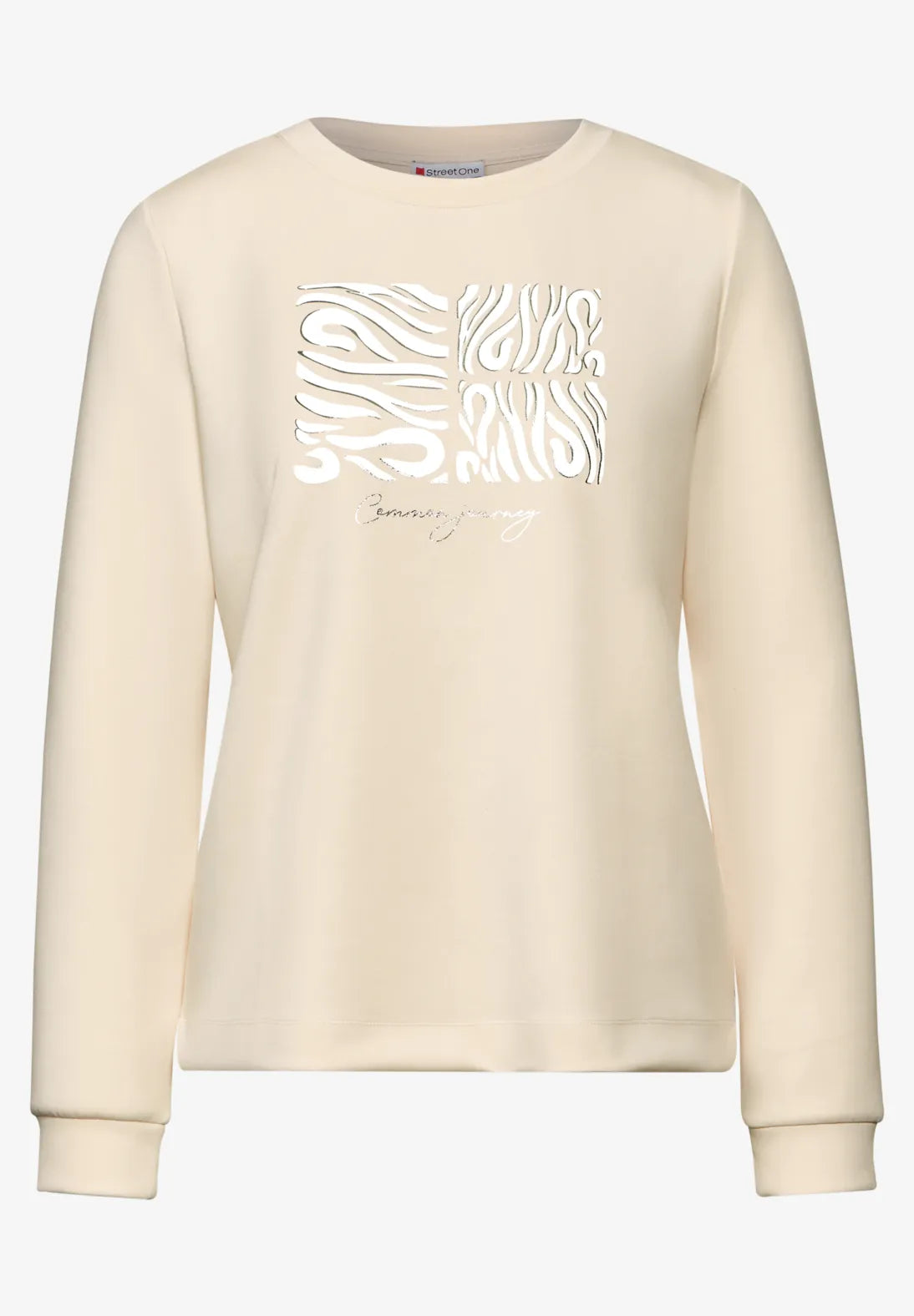 Street One Partprint Sweatshirt In Lucid White