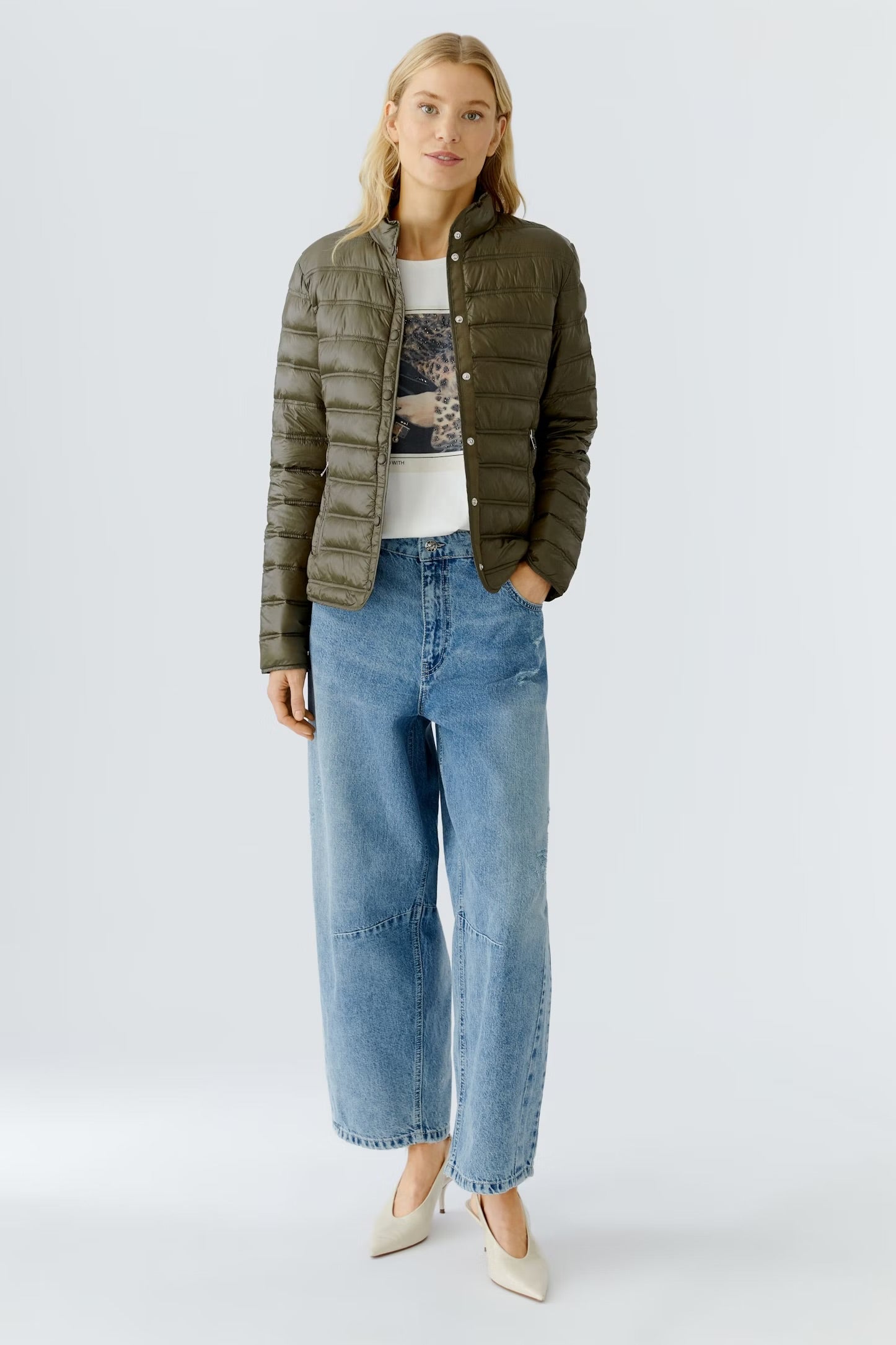 Oui Light weight Coat In Khaki