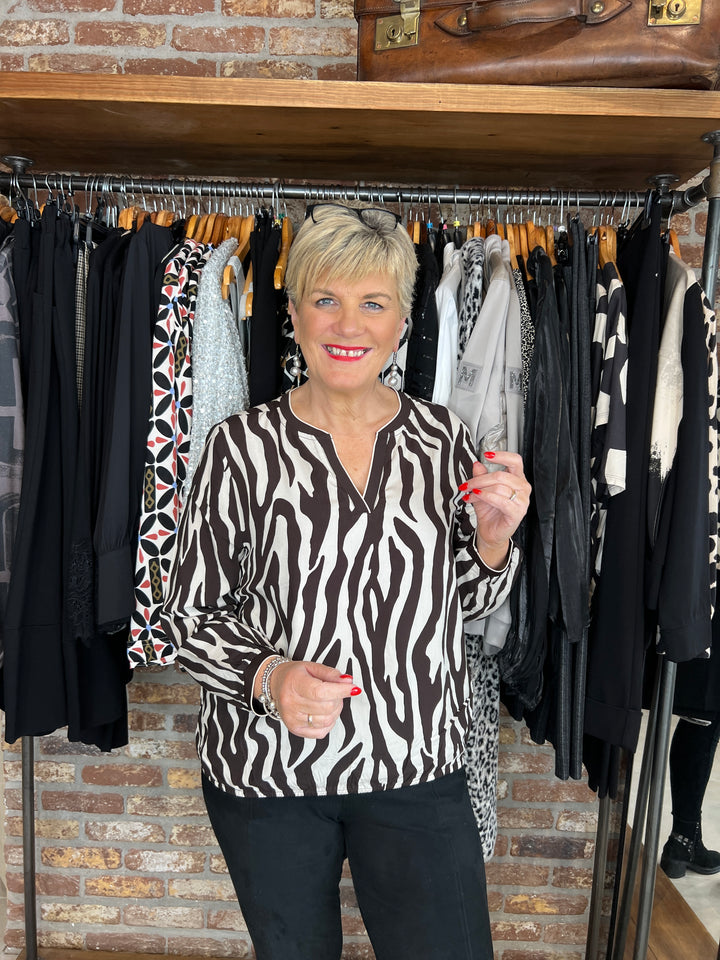 Street One Print Blouse In Roast Brown