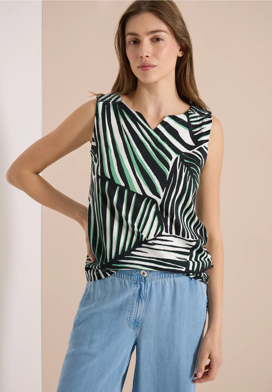 Cecil Smock Sleeveless Top In Palm Breeze Green