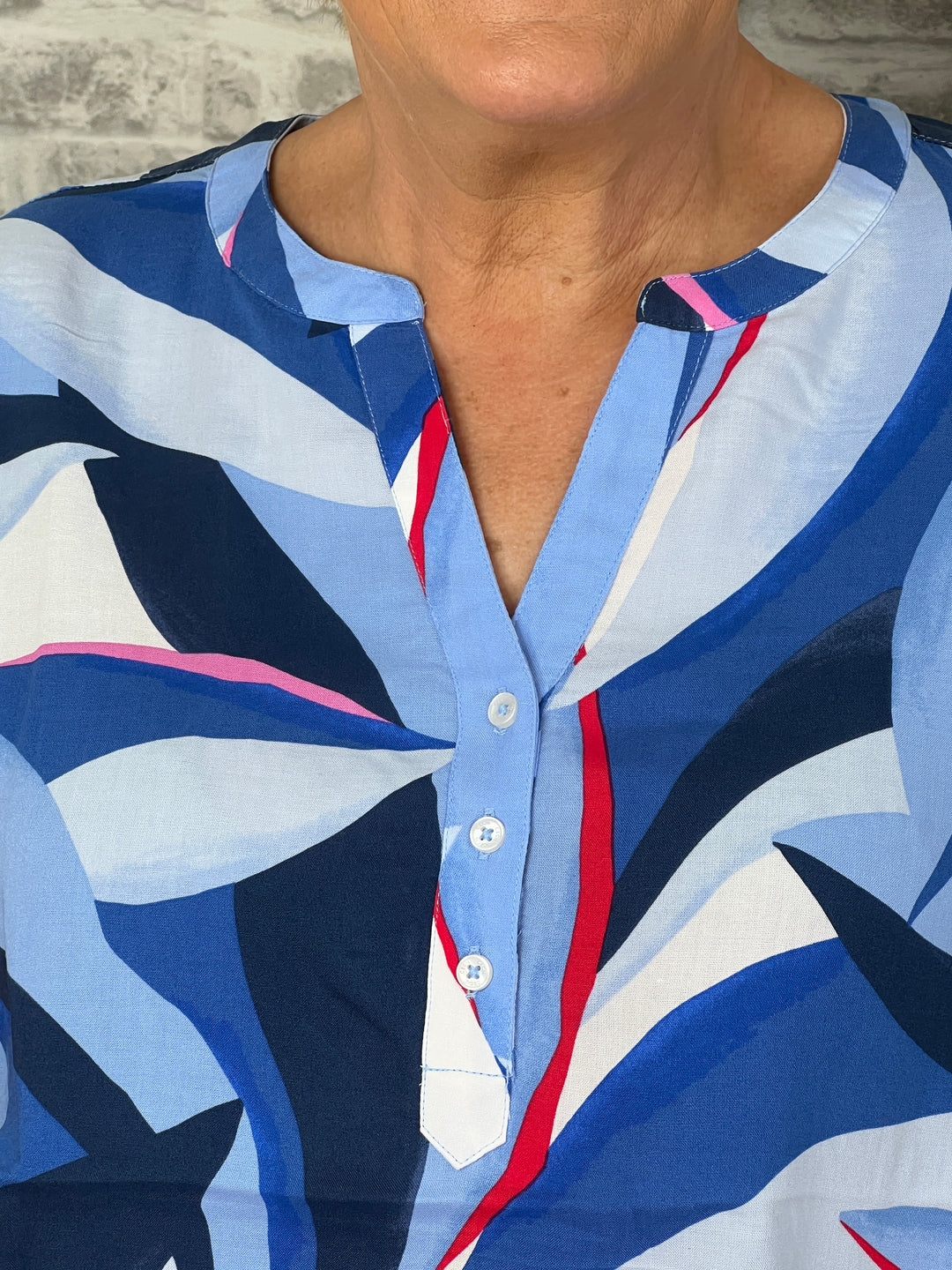 Cecil Print Short Sleeve Blouse In Urban Navy