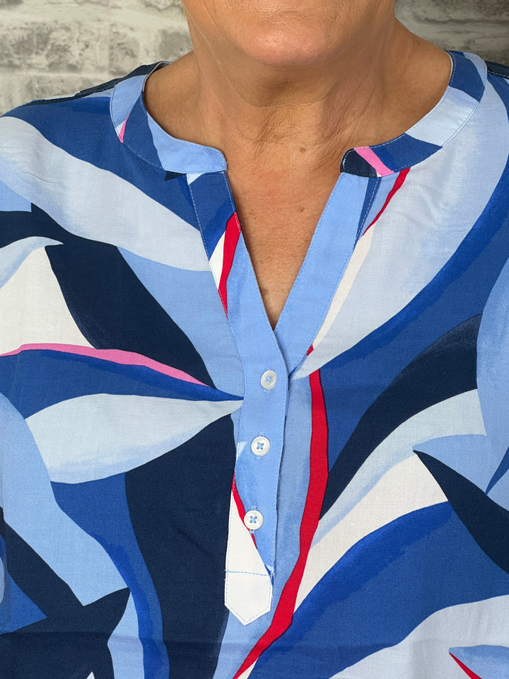 Cecil Print Short Sleeve Blouse In Urban Navy