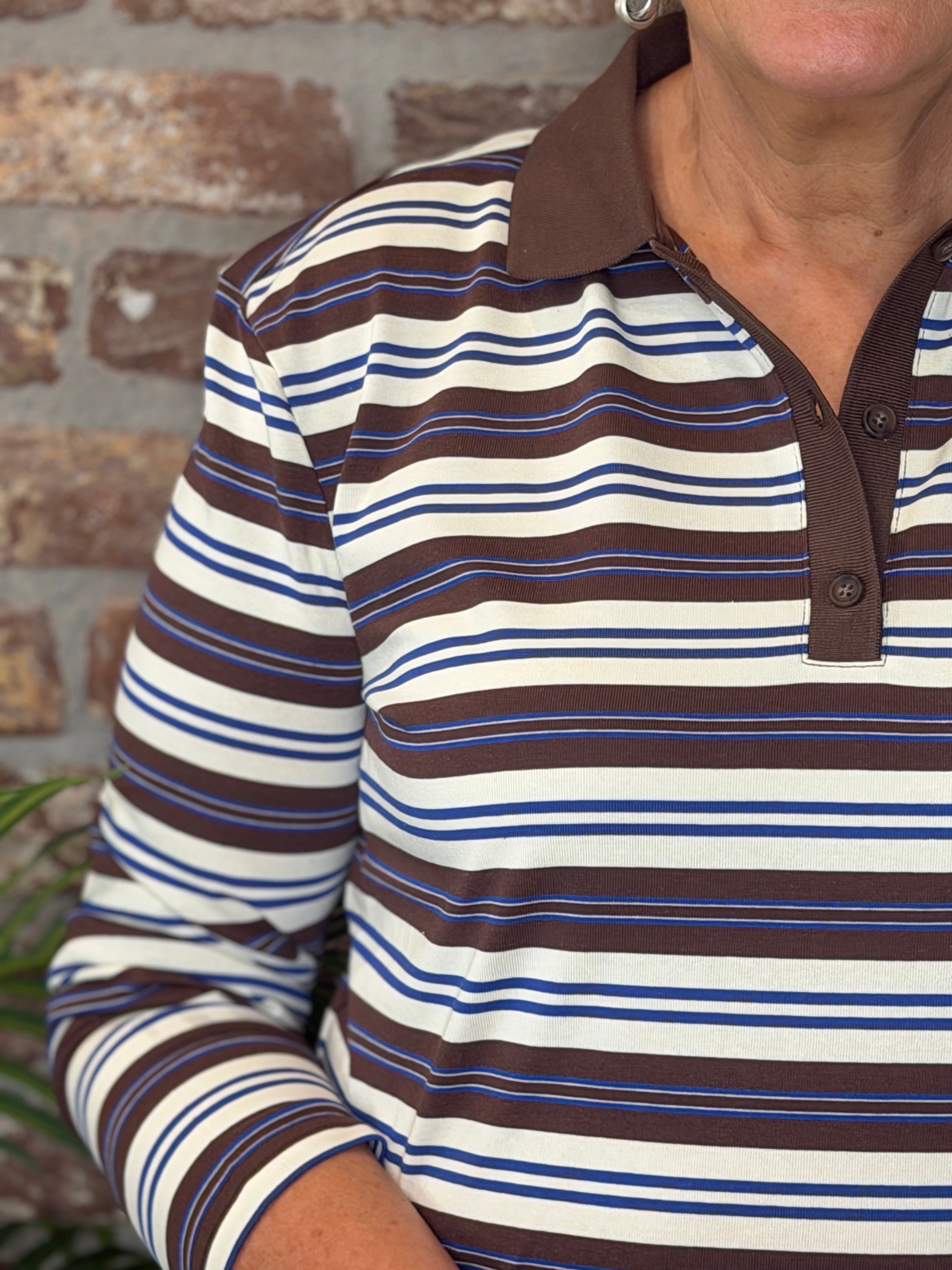 Striped Polo-shirt in brown & blue