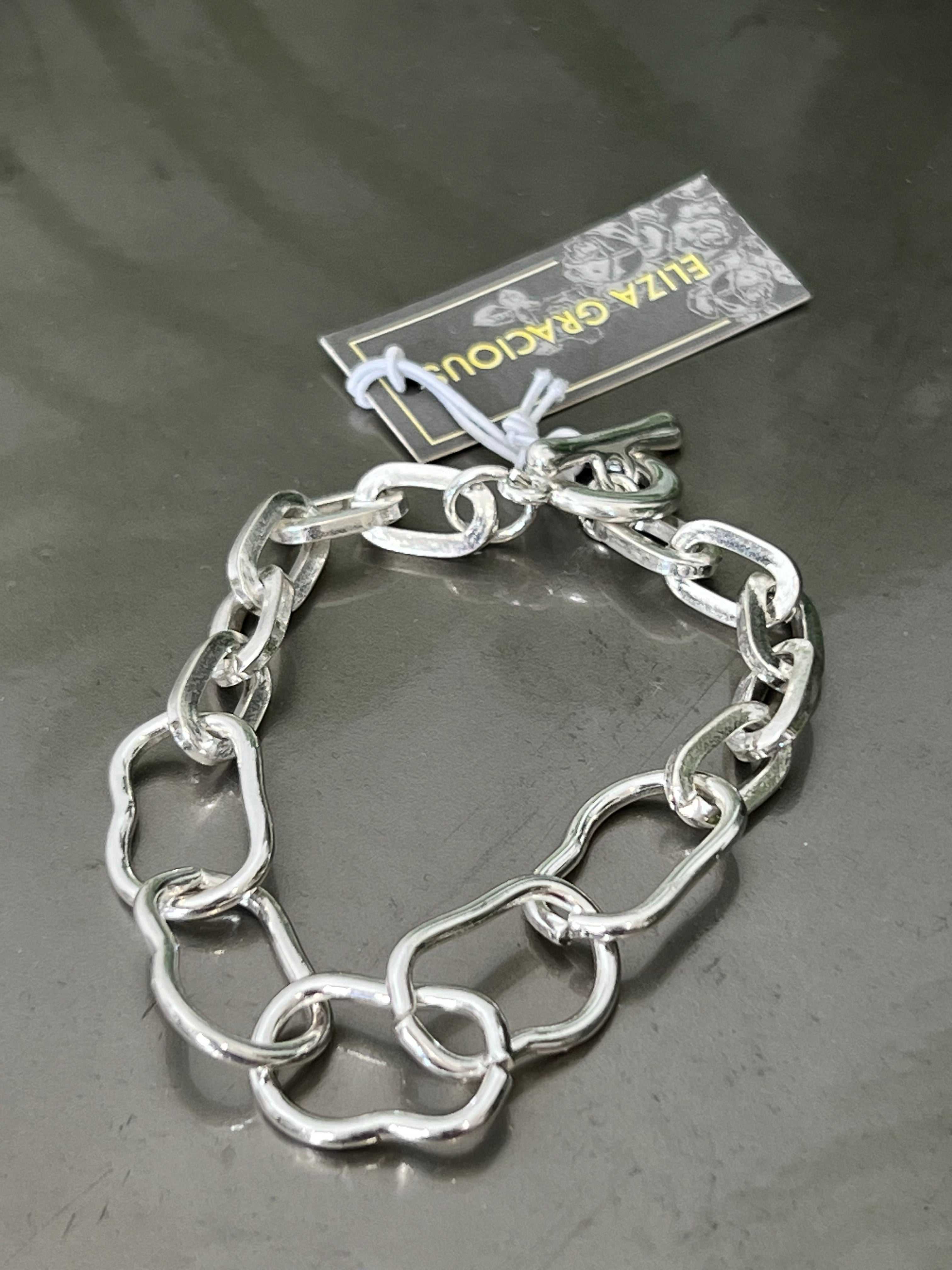 Eliza Gracious Chain Bracelet With T-Bar In silver