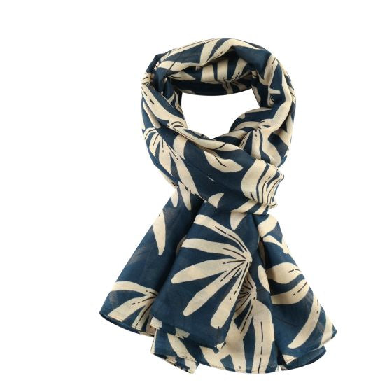 Amelia Floral Burst Print Scarf In Navy