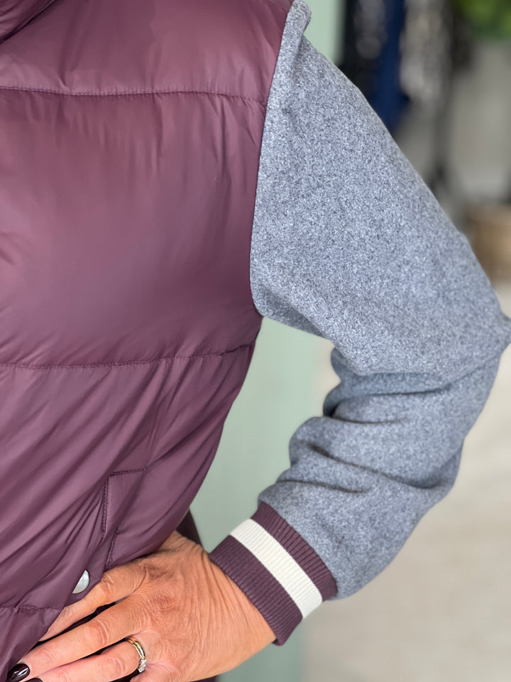 Milano Italy Padded Mix Jacket In Vino