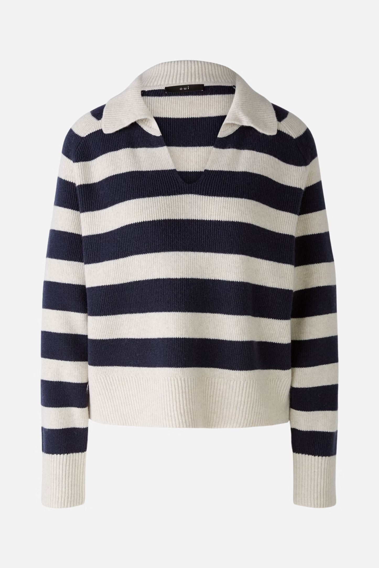 Oui Striped Pullover In White & Blue