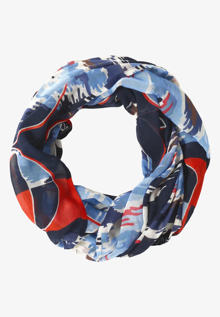Cecil Print Loop Snood In Universal Blue