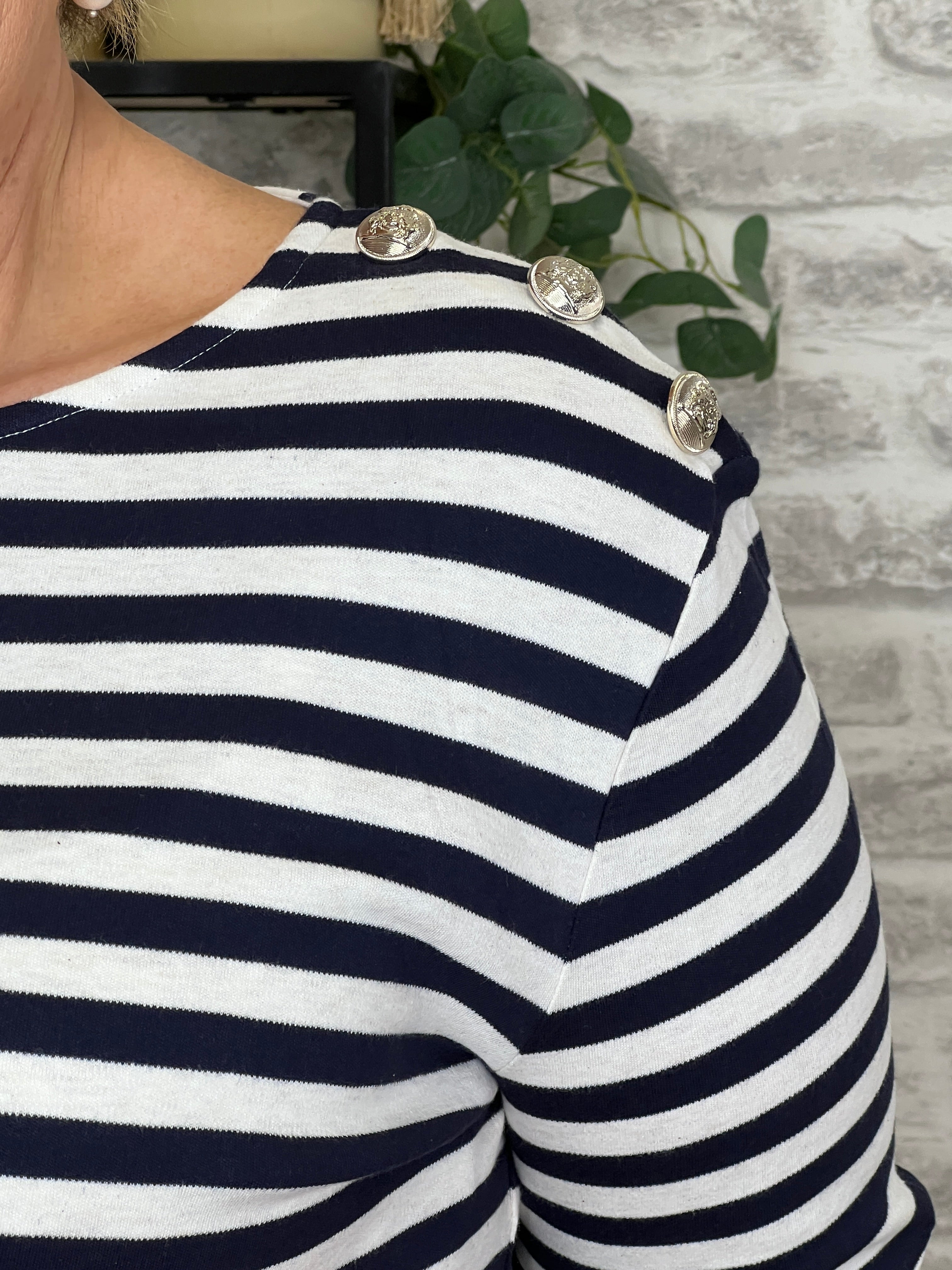 Oui Sunala Top In navy & White