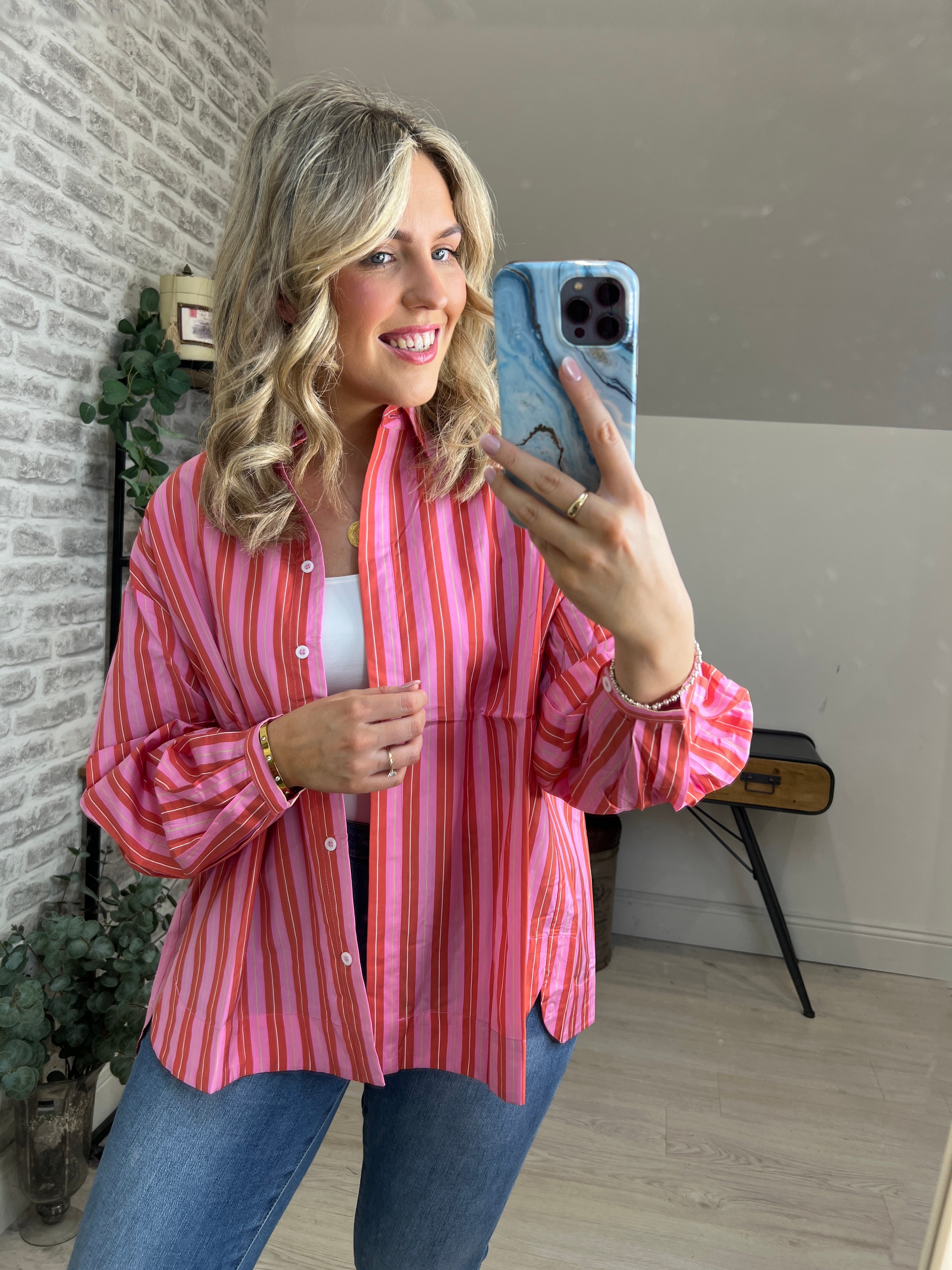 FRNCH Catherine Striped Shirt In Rose Multi