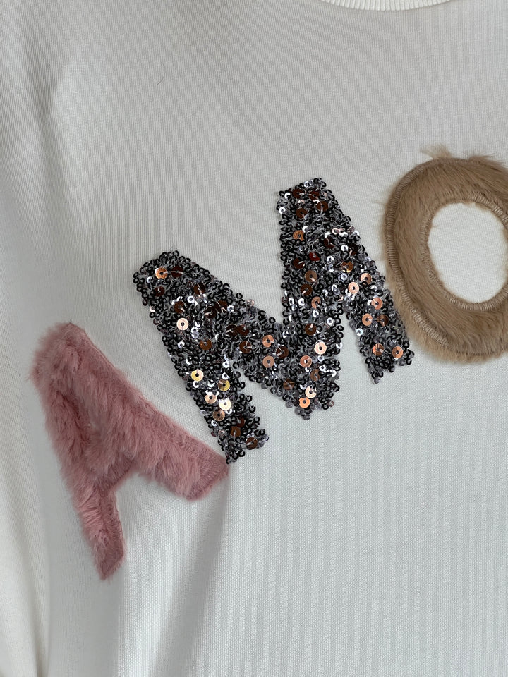 More & More Collar Amore Sweatshirt In Cream Melange