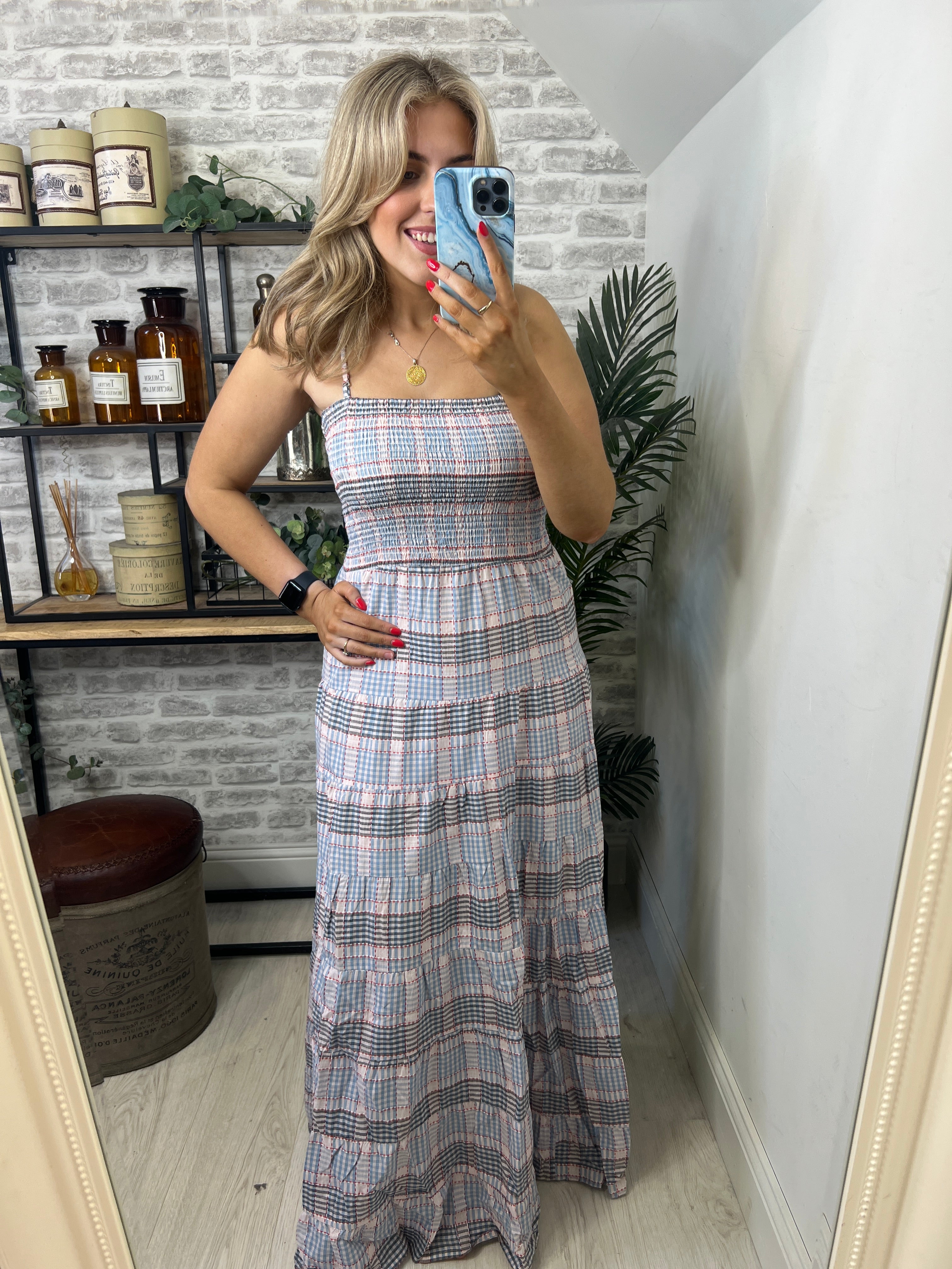 FRNCH Dalel Striped Dress In Blue Multi
