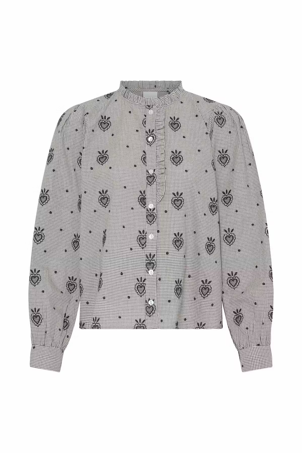 Embroidery checked shirt in dark navy multi