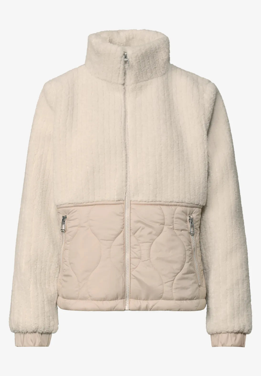 teddy mix jacket in soft fawn beige
