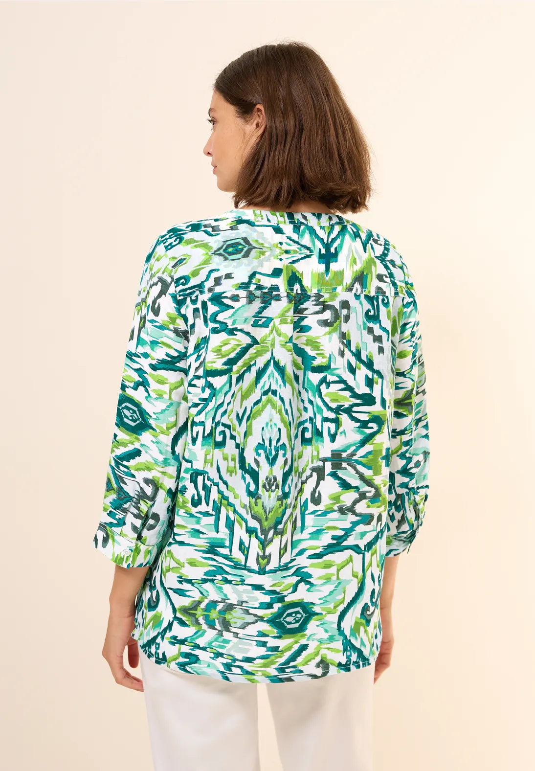 Cecil Linen Blouse In Green Lagoo